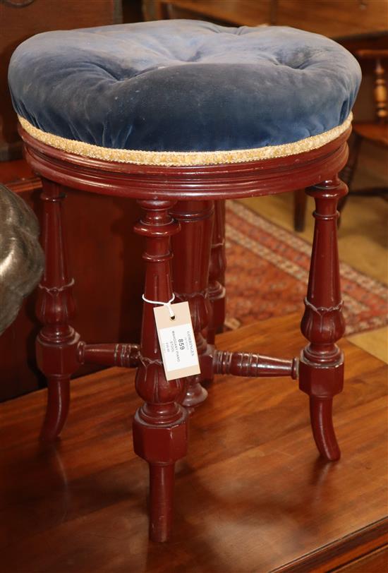 A Victorian style mahogany adjustable piano stool